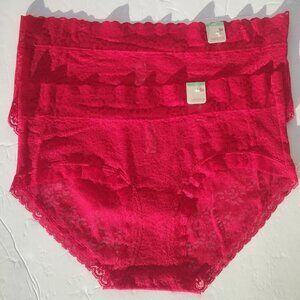 SO Lace HipsterJuniors' Panty SO68-001 Ski Patrol Red M L XL Set of 2 NWT